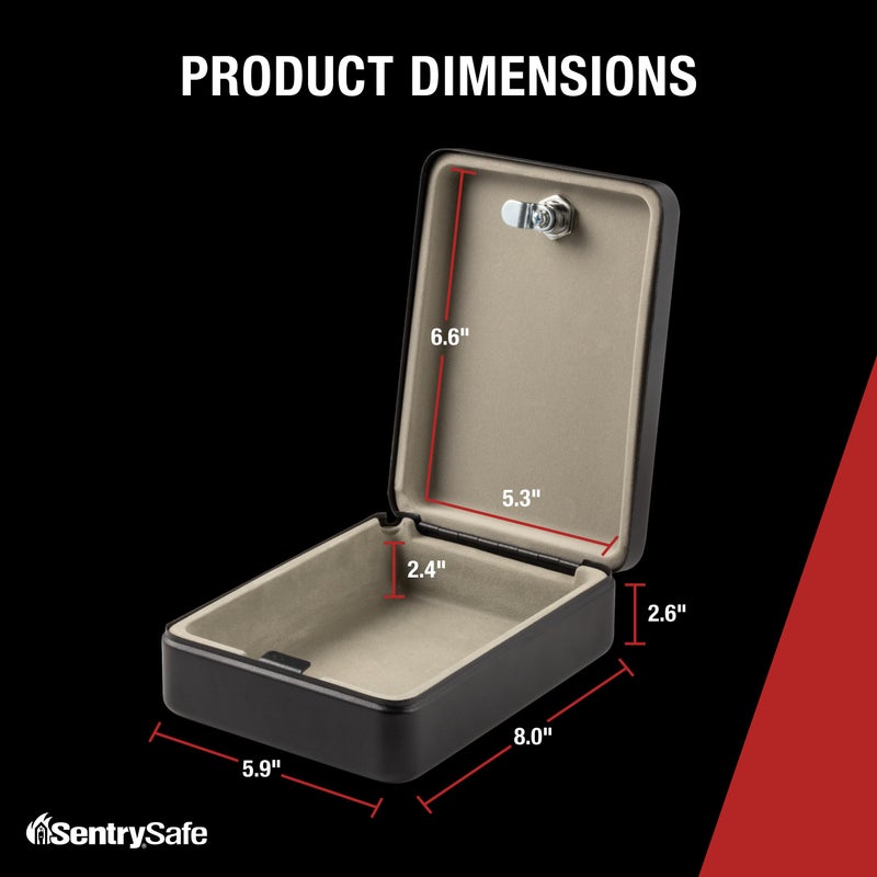 SentrySafe صندوق أمان سنتري سيف ميني هو صندوق قفل بمفتاح للمكتب أو السكن الجامعي يؤمن المال، جوازات السفر، أو غيرها من الأشياء الثمينة الصغيرة، الأبعاد الخارجية: 2.6 بوصة ارتفاع × 5.9 بوصة عرض × 8.0 بوصة طول - Image 2